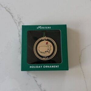 Masters Gold and Green Holiday Ornament with Red Flag Accent